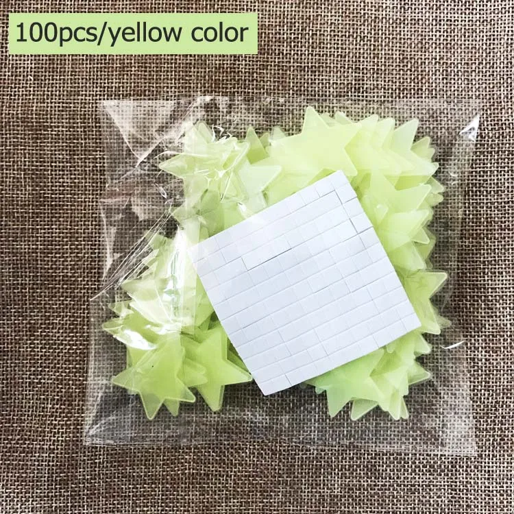 yellow-02 100 шт светящиеся наклейки звезды светится в темноте Хэллоуин стикерные игрушки для детей светящиеся звезды яркие флуоресцирующие вечерние W - Цвет: yellow-02