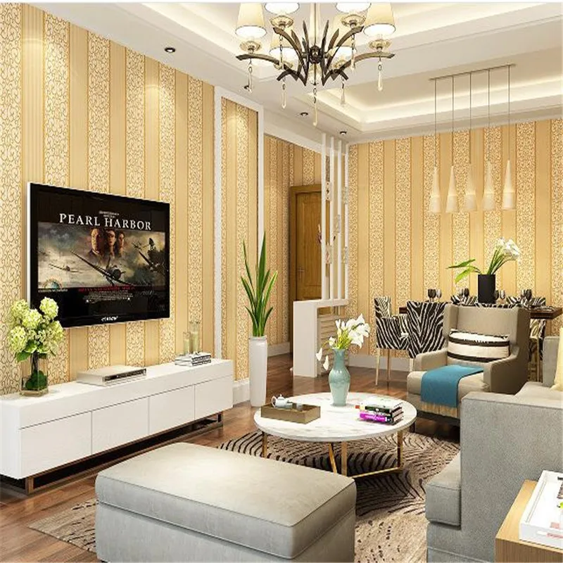 

Modern Non-woven Wallpapers 3D Stereoscopic Luxury Damask Relief Damascus Walls Covering Roll Vertical Stripes Plain Wall Papers