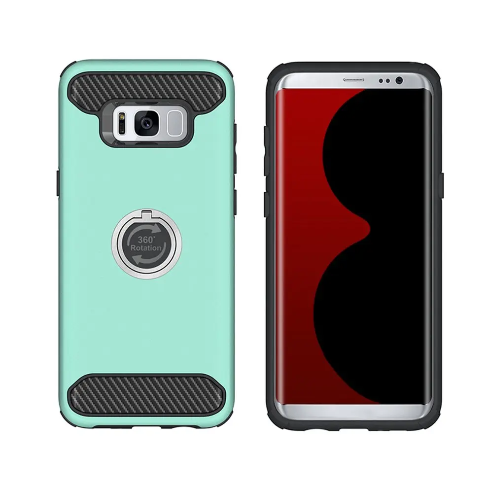 5 Pcs Phone Drop Resistant Solid Protective Case Soft With Finger Ring For Samsung S8 Plus Mint Green Mobile Shell |