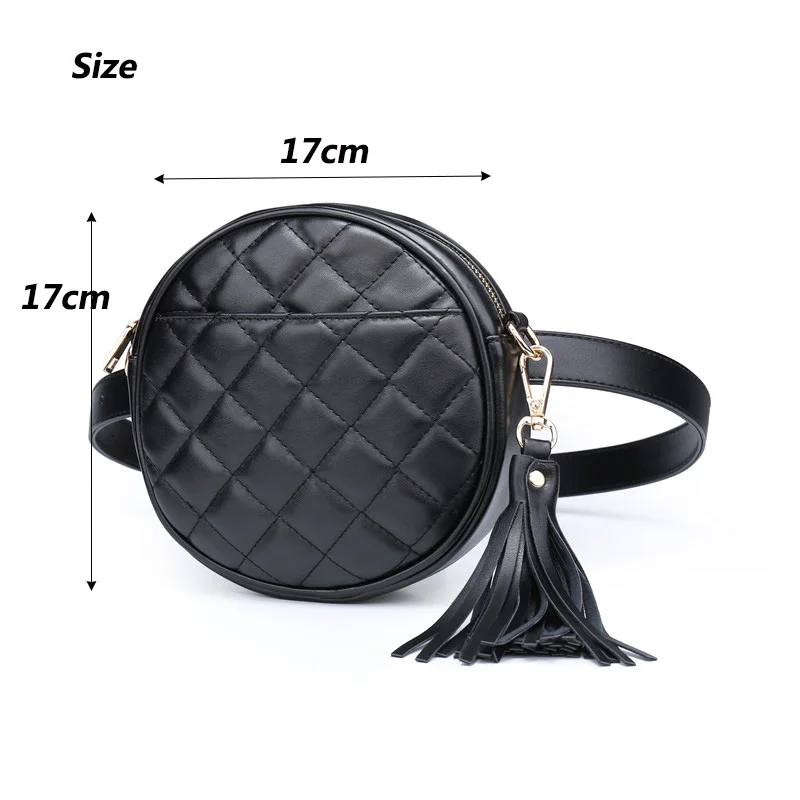 

Jiessie&Angela Luxury Fanny Pack For Women Waist Bag Leather Belt Bag Round Waist Pack Lattice Fanny Packs Bag Zipper Purse