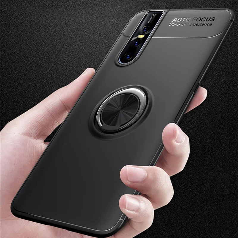 Металлический палец кольцо Крышка для VIVO V15 Pro Чехол телефона Матовый Мягкий