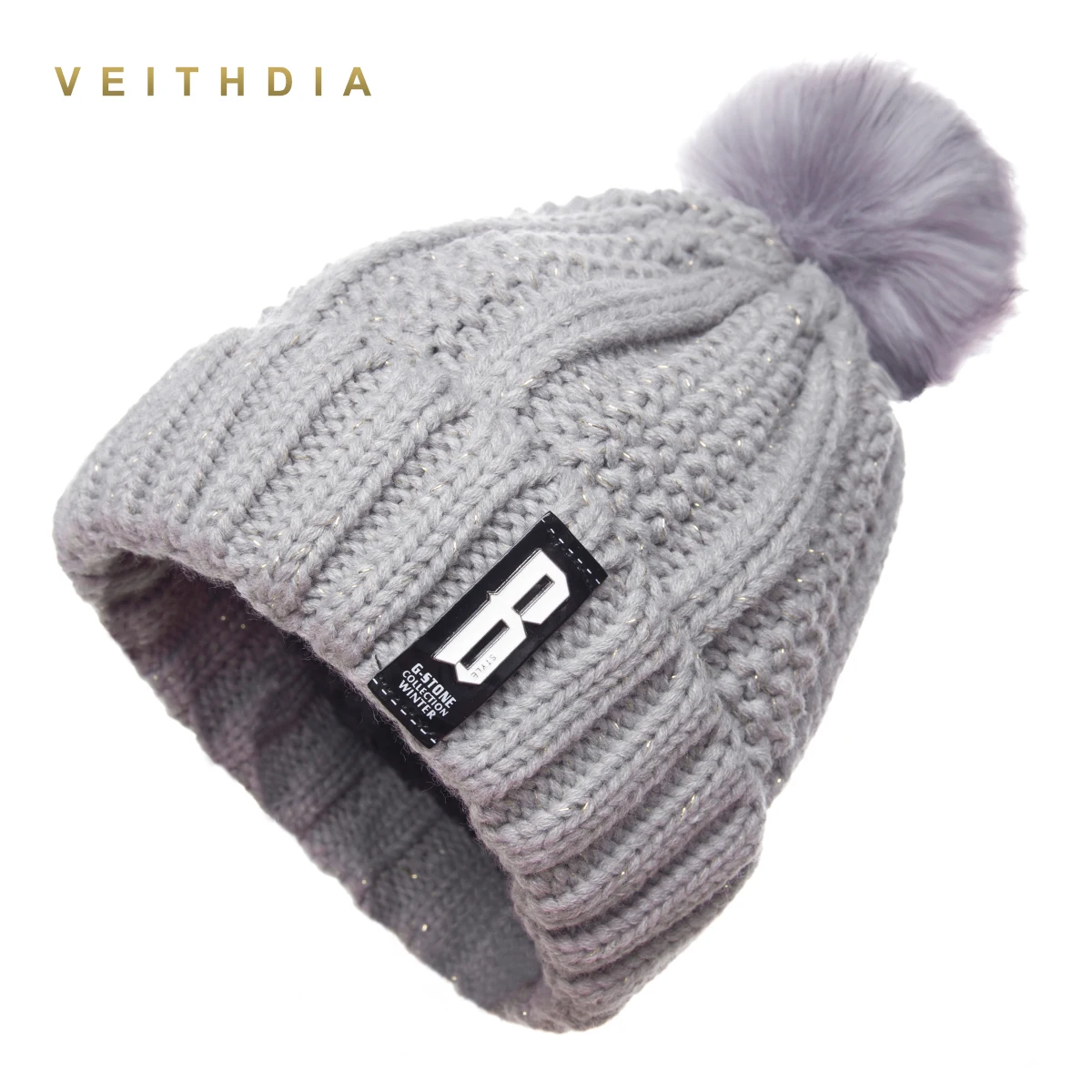 Новинка 2019 зимняя шапка VEITHDIA с помпонами для женщин модные однотонные теплые