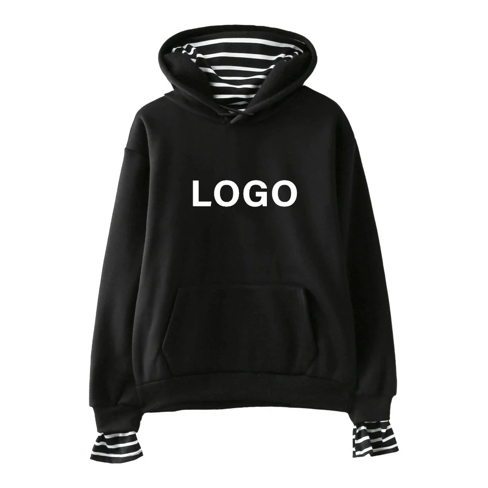 black Custom Logo Дропшиппинг DIY Пользовательский логотип поддельные из двух частей толстовки для мужчин и женщин хип хоп Толстовка KPOP Настроить уличная флисовая одежда - Цвет: black Custom Logo