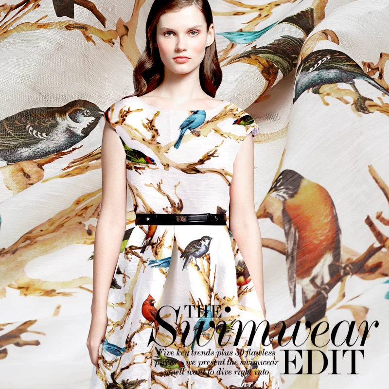 Бесплатная доставка! Летние шелковые и льняные смешанные ткани с принтом