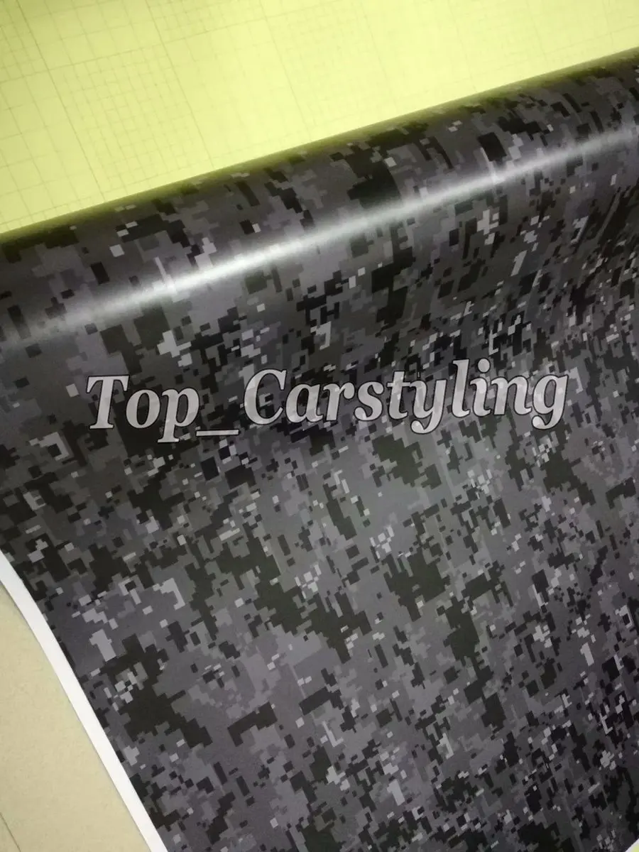 Черно-серая цифровая камуфляжная виниловая пленка для автомобильной наклейки с
