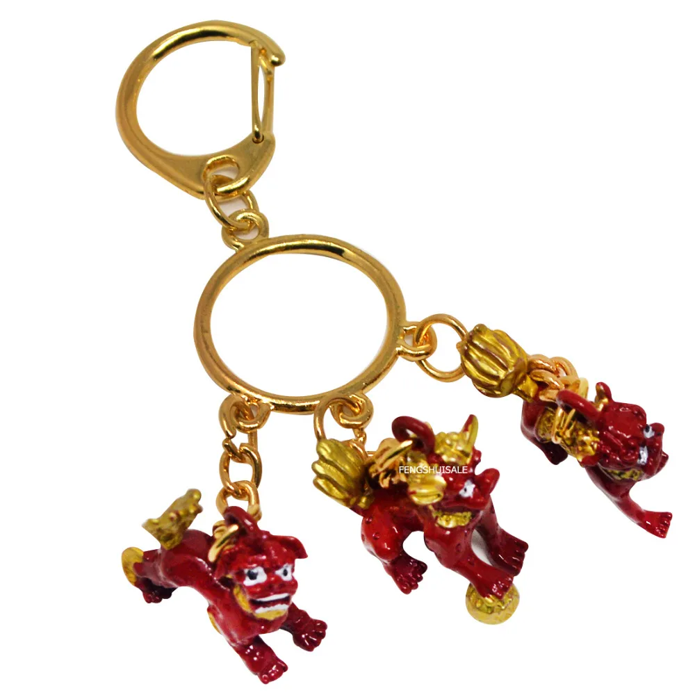 НОВЫЙ фэн шуй брелок с тремя львами W Fengshuisale красный браслет лентой W3363|bracelet