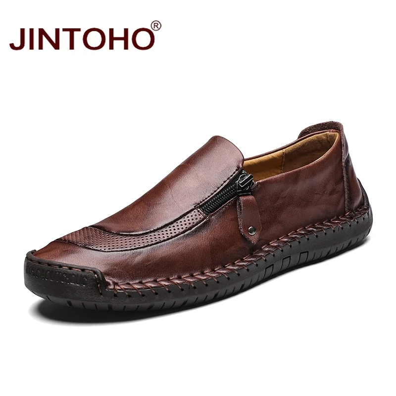 JINTOHO 2019 Genuine Leather Men Fashion Shoes Brand Casual For Slip On Loafers Big Size Moccasins | Обувь