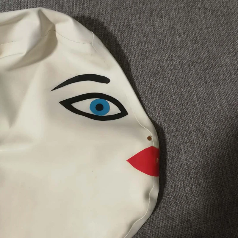 Унисекс опера Фетиш маска резиновый капюшон из латекса с задней молнией Белый L