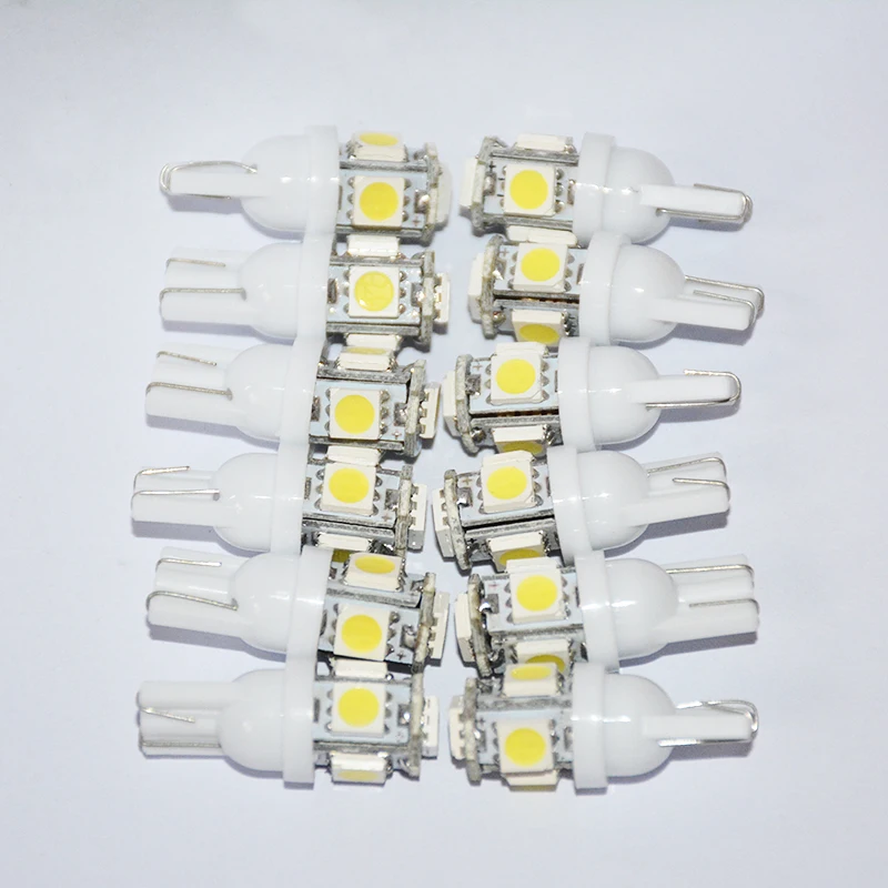25 шт./лот ВОДИТЬ Автомобиль AC/DC 12v лампада огни T10 5050 5SMD супер белый w5w стоянки