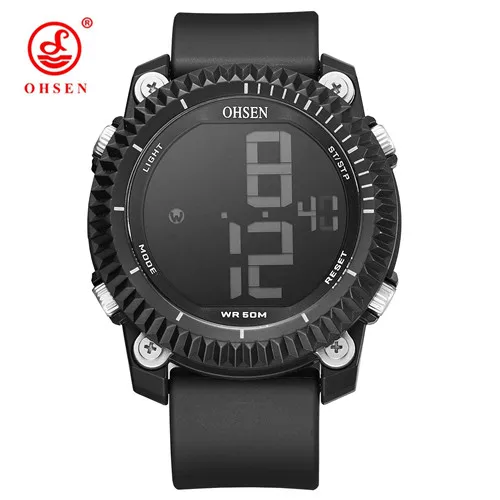 Orologe Топ Uomo модный бренд OHSEN светодиодный цифровые часы мужские 50 м водонепроницаемые спортивные часы с резиновым ремешком Мужские наручные часы Hombre Relogios - Цвет: White