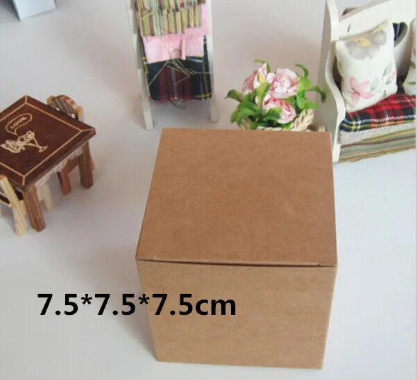 

Квадратные коробки из крафт-бумаги 7,5*7,5*7,5 см, банка для косметики и крема, упаковка для бутылок, Подарочная коробка, 100 шт./партия