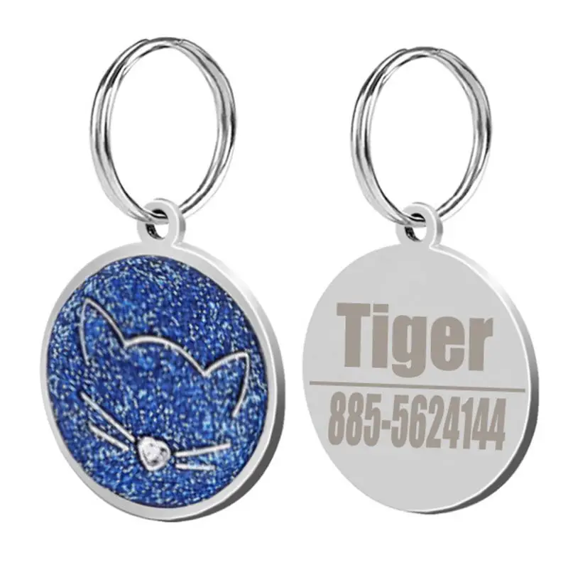 Блестящая персональная идентификационная бирка для собаки из нержавеющей стали