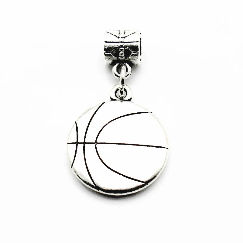 

New novelty 50pcs/lot basketball Dangle Charms silver pendant Metal lobster clasp Fit DIY Necklace Bracelet Jewelry