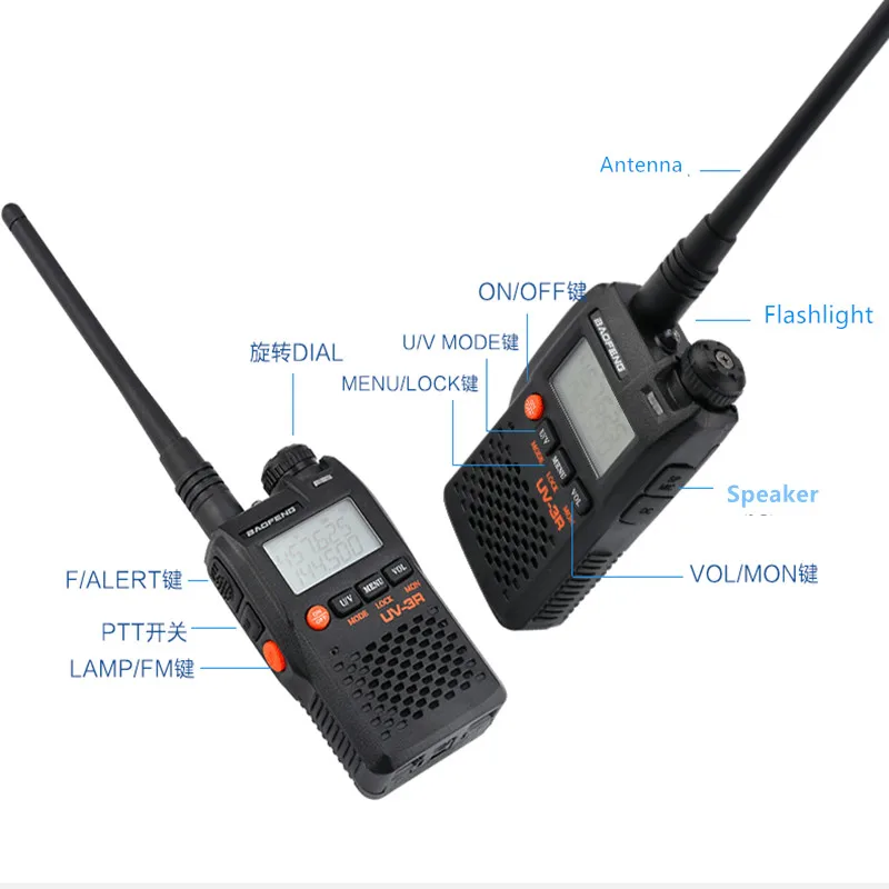 BaoFeng UV 3R портативная рация 2 Вт 16CH 174 136 МГц двухдиапазонный ЖК дисплей радио мини