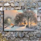 Картина на холсте, 1 шт., удобная винтажная зимняя деревня, Снежная сцена, картины для гостиной, принты, постер, домашний декор