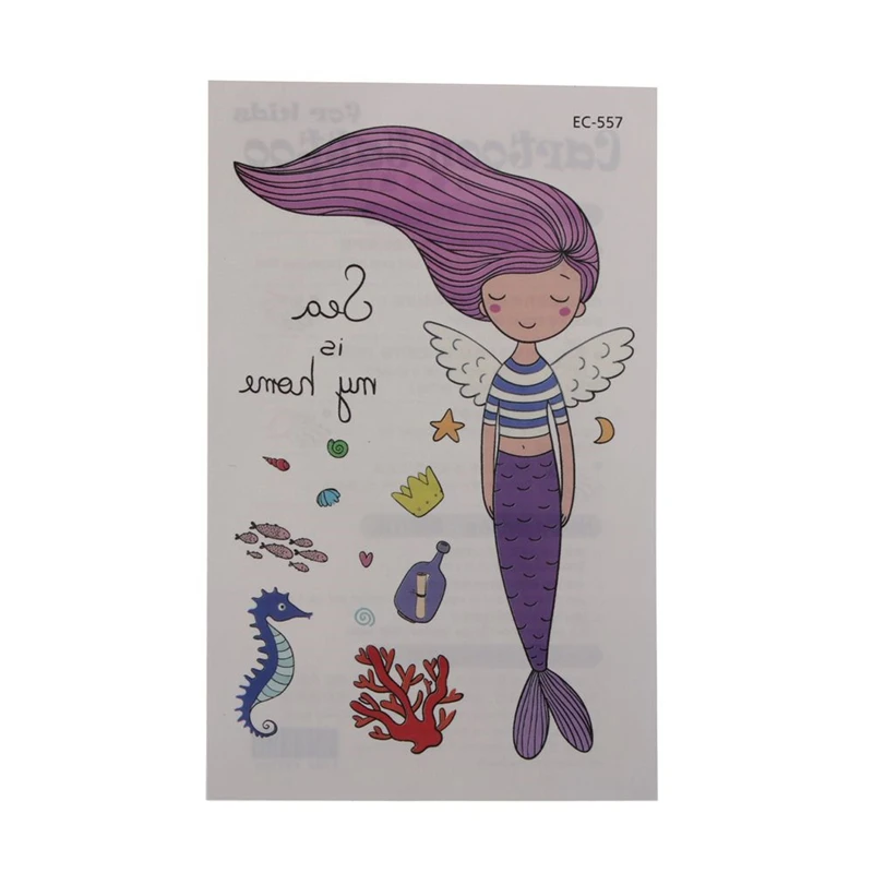 Водостойкие Временные татуировки наклейки в стиле принцессы русалки