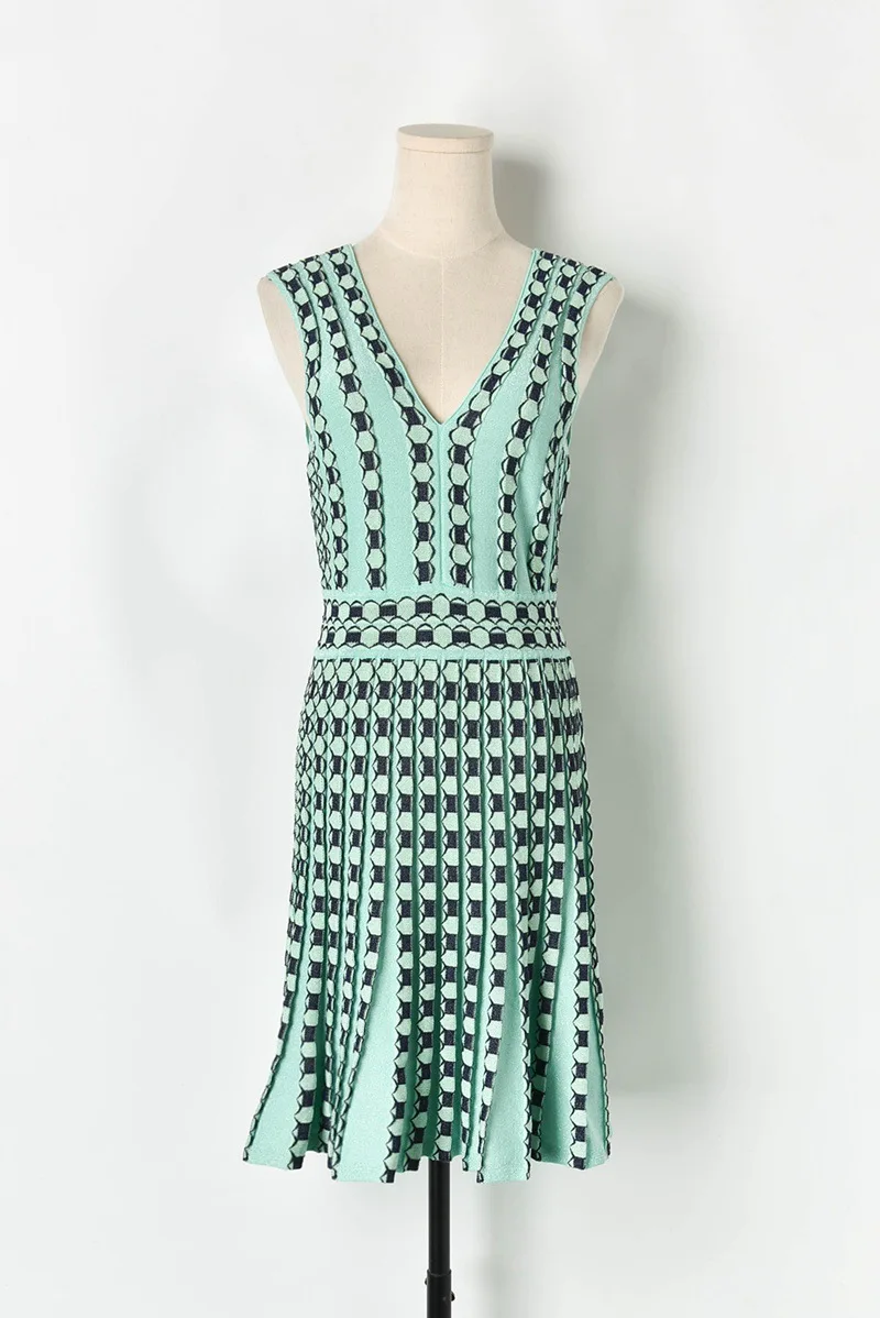 Женское сексуальное Полосатое трикотажное платье с двойным v образным вырезом 2019