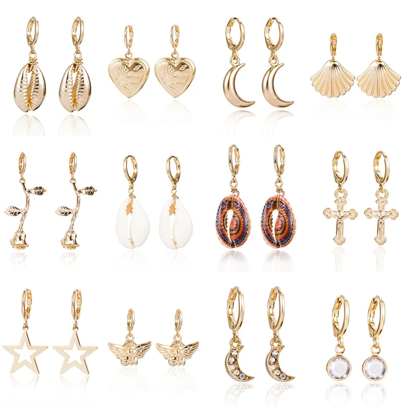 Серьги кольца SOHOT в стиле бохо с подвеской крестом Популярные пляжные украшения