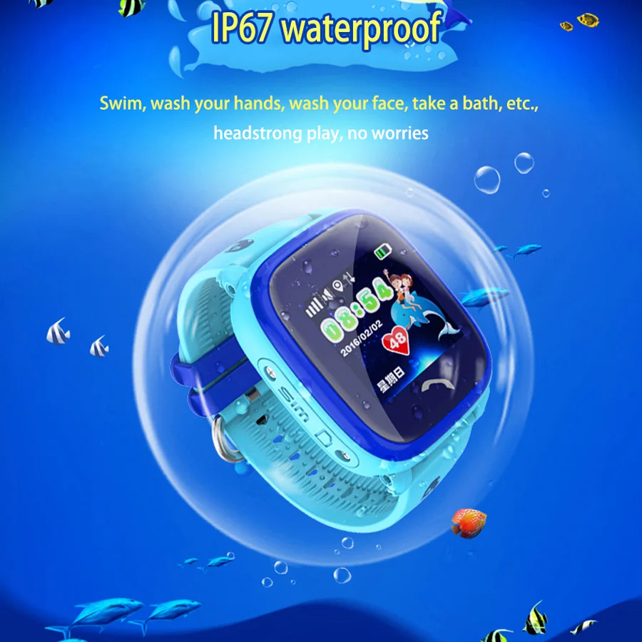 DF25 IP67 GPS водонепроницаемый трекер часы дети ребенок плавать сенсорный экран SOS