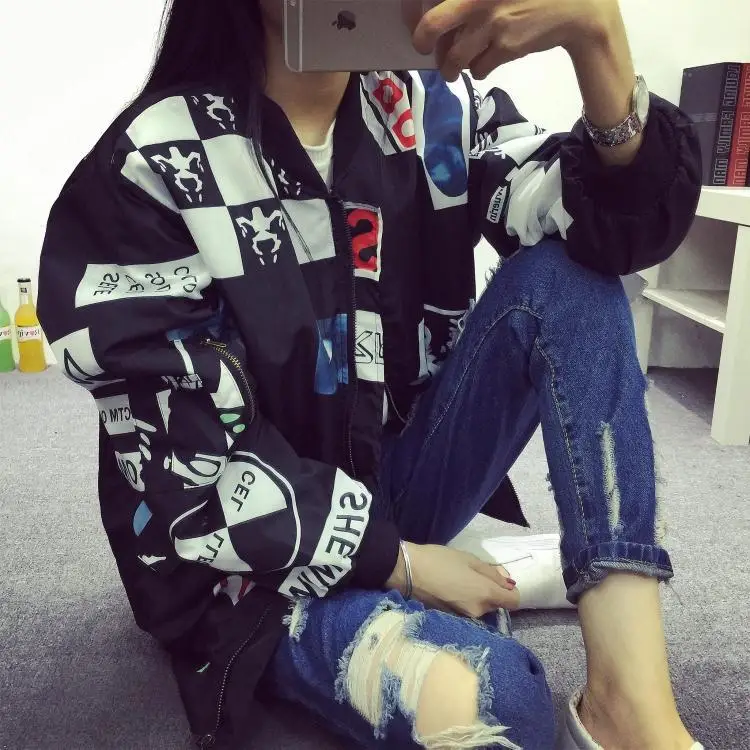 Kpop BIGBANG Южная Корея ulzzang GDragon с головой ветра BF Harajuku граффити буквы бейсбольное пальто любителей толстовка