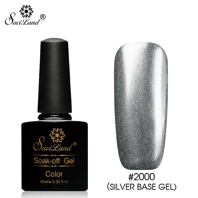 silver base gel Saviland 10 мл 6 цветов Блестящий зеркальный металлический УФ-гель для ногтей Обычный Цветной Гель-лак блестящий гель маникюрный лак для ногтей - Цвет: silver base gel