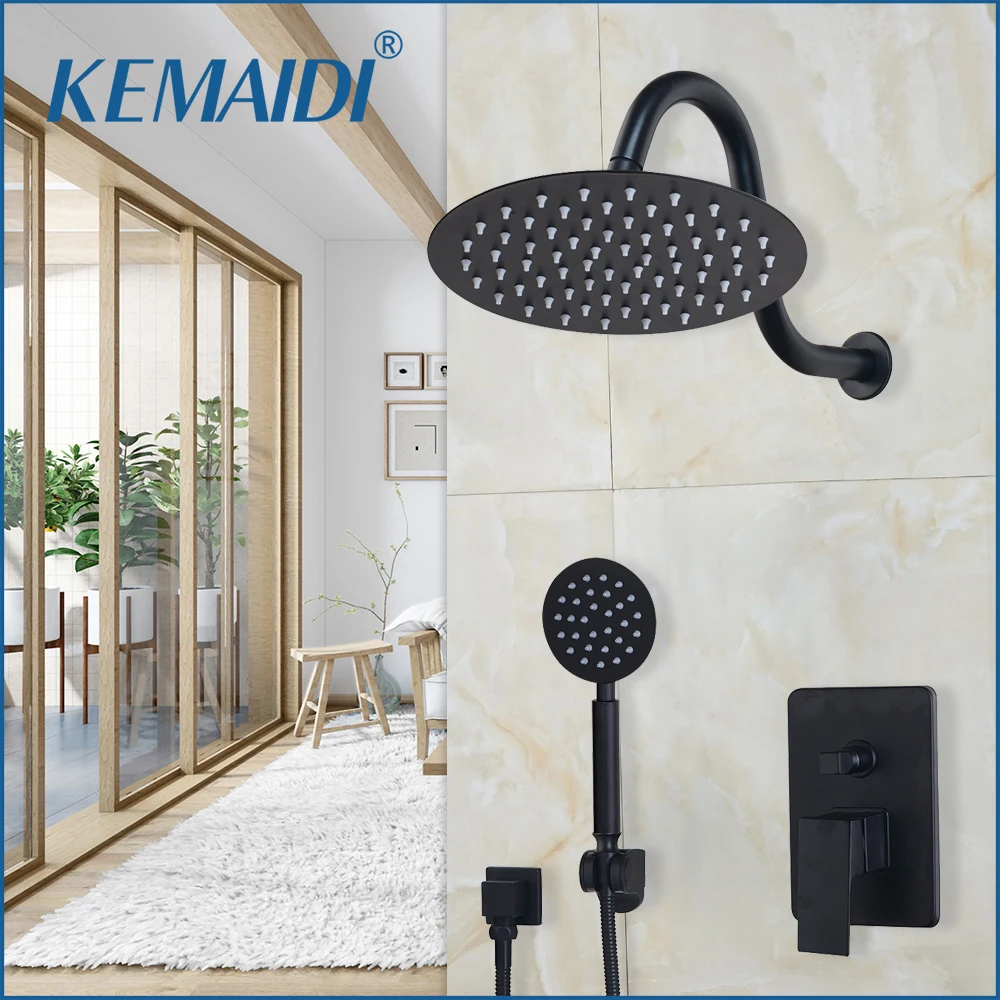 KEMAIDI 8 10 12 дюймов Набор насадок для душа ультратонкая черная круглая настенная