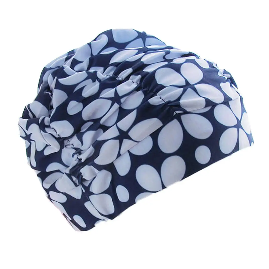 Длинная шапочка для плавания взрослых из нейлона с плиссированной эластичной