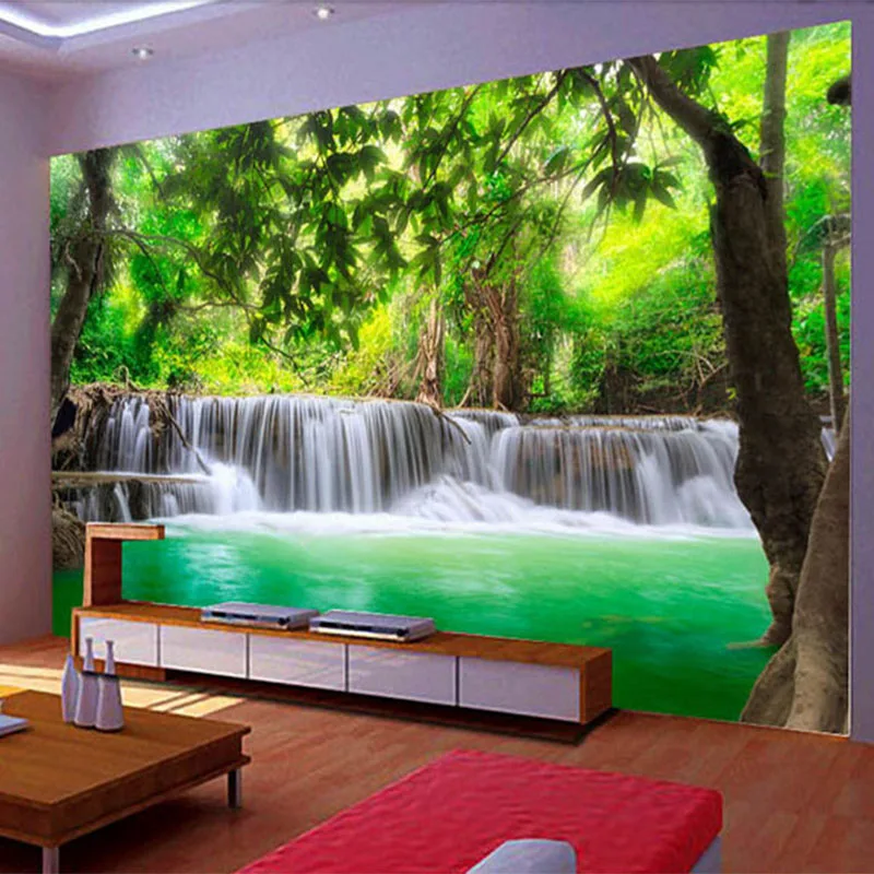 3D фотообои с водопадом обои для гостиной ТВ дивана|waterfall mural wallpaper|wallpapers for living