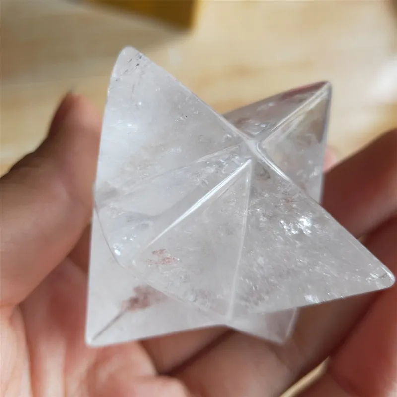 5 см Натуральный прозрачный кристалл Merkabah маятник кристалл камни Merkaba звезды кулон ювелирные изделия ожерелье целебная энергия минералы