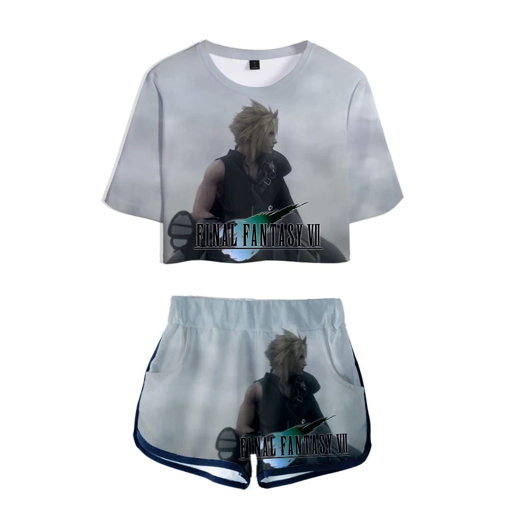 Final Fantasy Printed Женский комплект из двух предметов новая игра большой пупок короткий