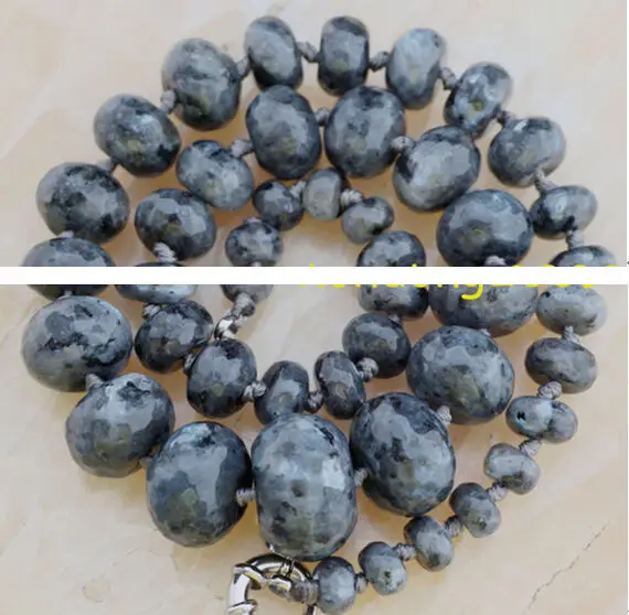 HUGE 8-20mm Faceted Black Labradorite Abacus Gem Necklace 18&quot WW | Украшения и аксессуары