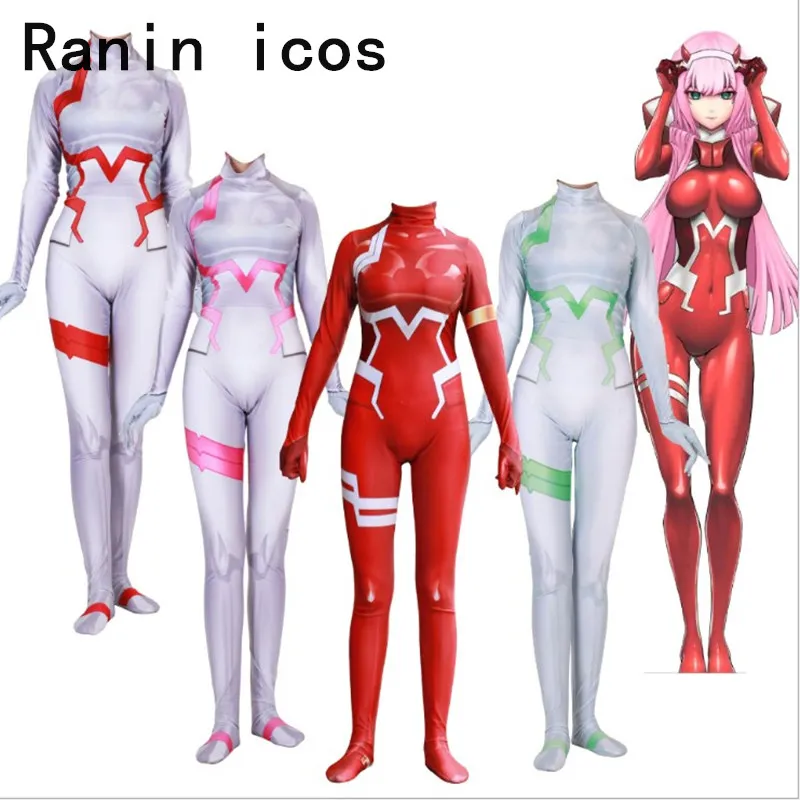 Аниме DARLING in the FRANXX Zentai 02 Zero Two женский 3D боди костюм комбинезоны косплей на