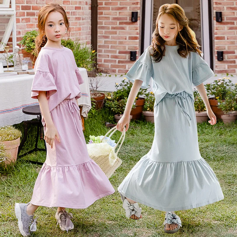 Комплекты летней одежды для девочек детский хлопковый костюм из 2 предметов: