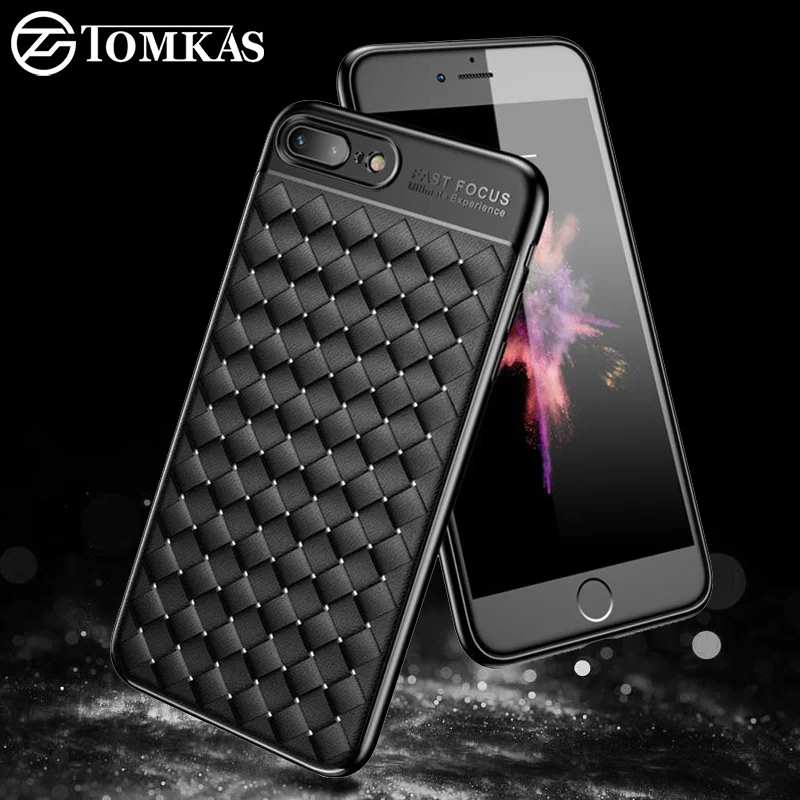 TOMKAS Grid Weaving Slim Case For iPhone 6S 8 7 Plus X Cover Cases Silicon TPU Luxury Phone Coque 6 |