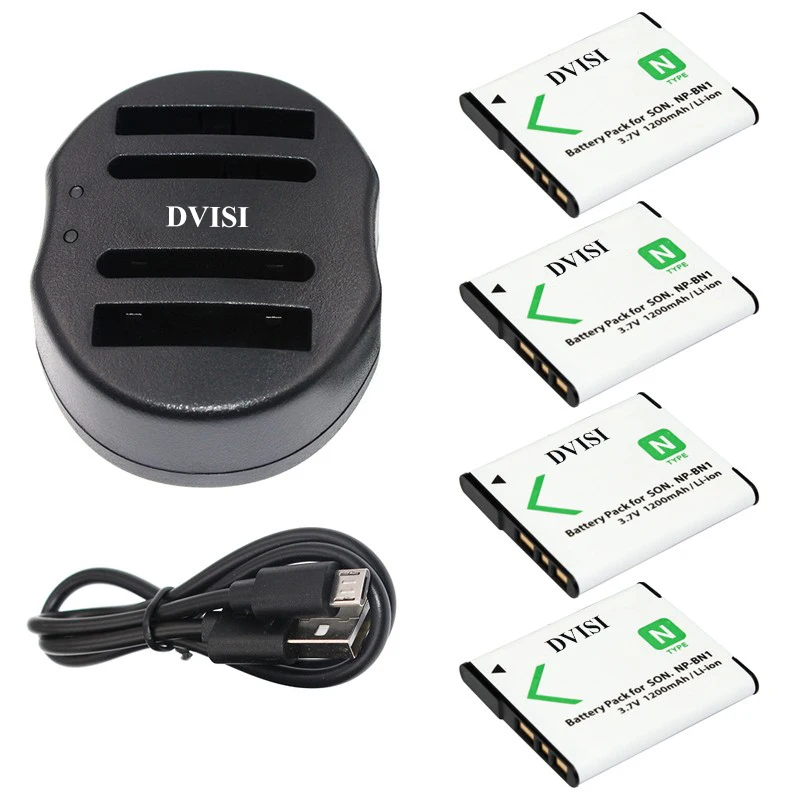 4 шт. NP BN1 перезаряжаемая батарея + USB двойное зарядное устройство для SONY DSC TX9 WX5 TX7