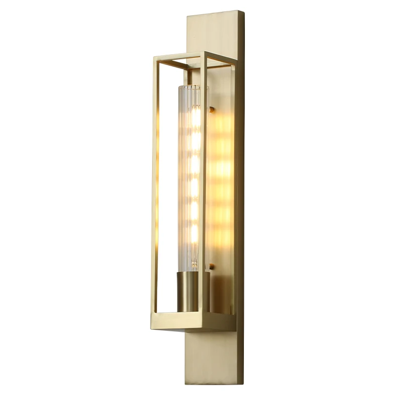 Роскошные H60cm Медь Американский RH E14 Эдисон светодиодные настенные Стекло