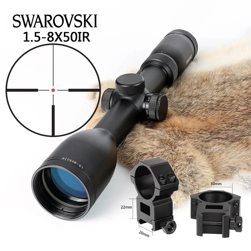 with Picatinny Rings Имитация винтовки Swarovskl 1,5-8x50 IRZ3 прицелы F15 красная точка сетка охотничий прицел Сделано в Китае - Цвет: with Picatinny Rings