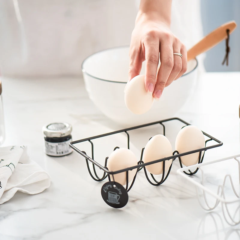 Стеллаж для хранения яиц из железа белого и черного цветов Домашний Органайзер с