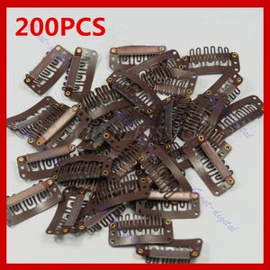 200 шт.лот U-образный коричневый зажим для наращивания волос парик Уток 32 мм держатель для конского хвоста Прямая поставка