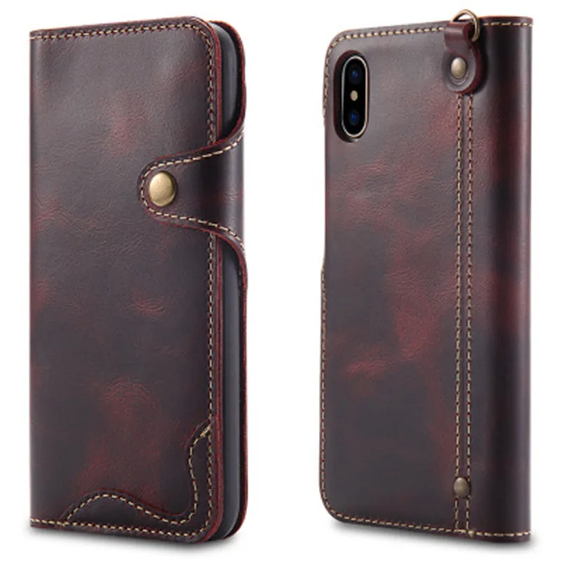 Высококачественный воловья кожа чехол для iPhone 6 X XR XS максимальный кожаный s 7 8 plus с