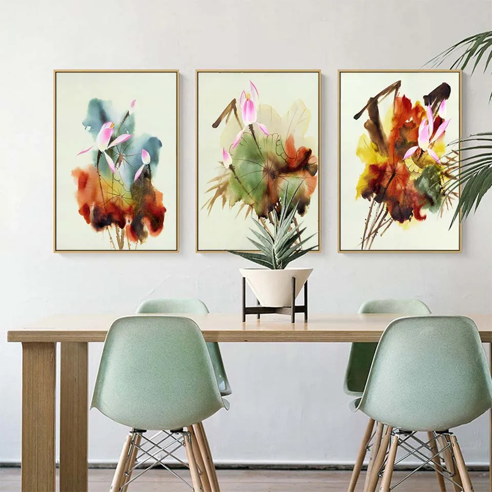 Vinsonloud украшение для дома печать холст творческая личность диван фон настенная живопись спальня Китайский Стиль Лотос