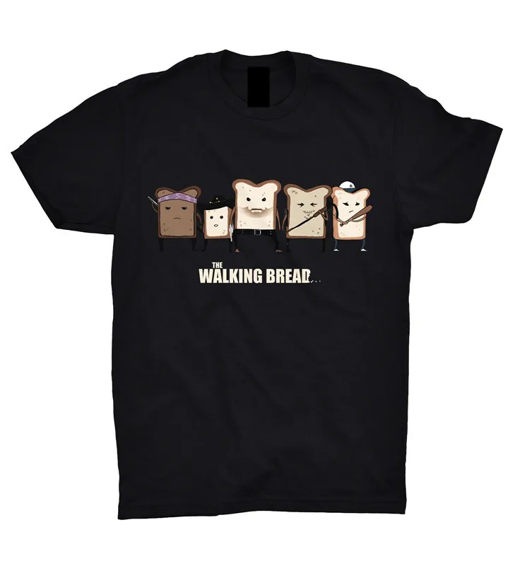 Футболка с принтом Harajuku короткий рукав Для мужчин Топ The Walking Dead Майка смешно хлеб