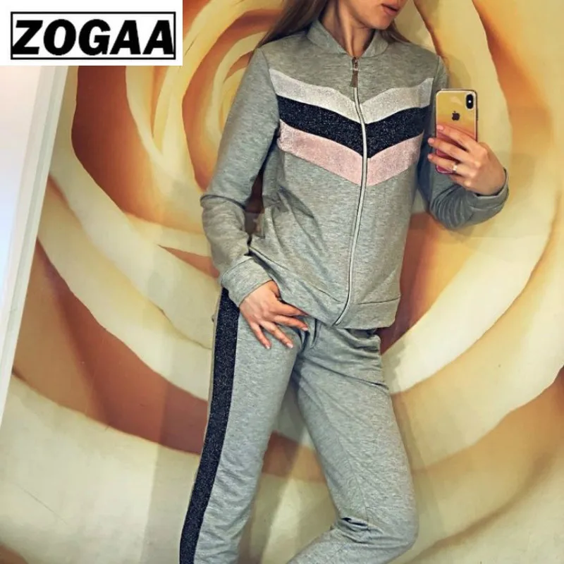 ZOGGA/Свободный Повседневный Женский костюм из 2 предметов весенний женский модный
