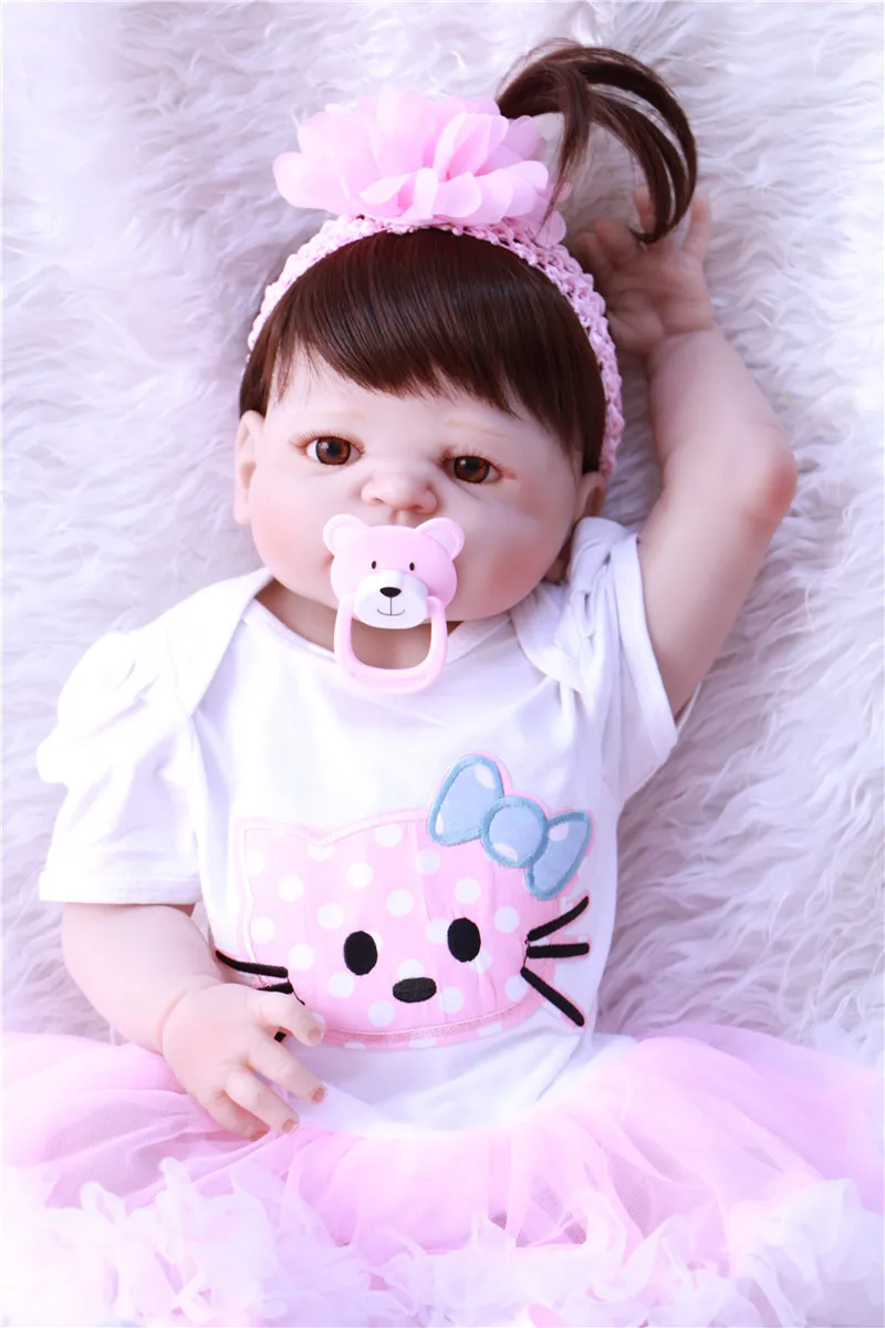 57 см реалистичные силиконовые Reborn Baby Menina Alive 23 ''полный винил тела мода bonecas