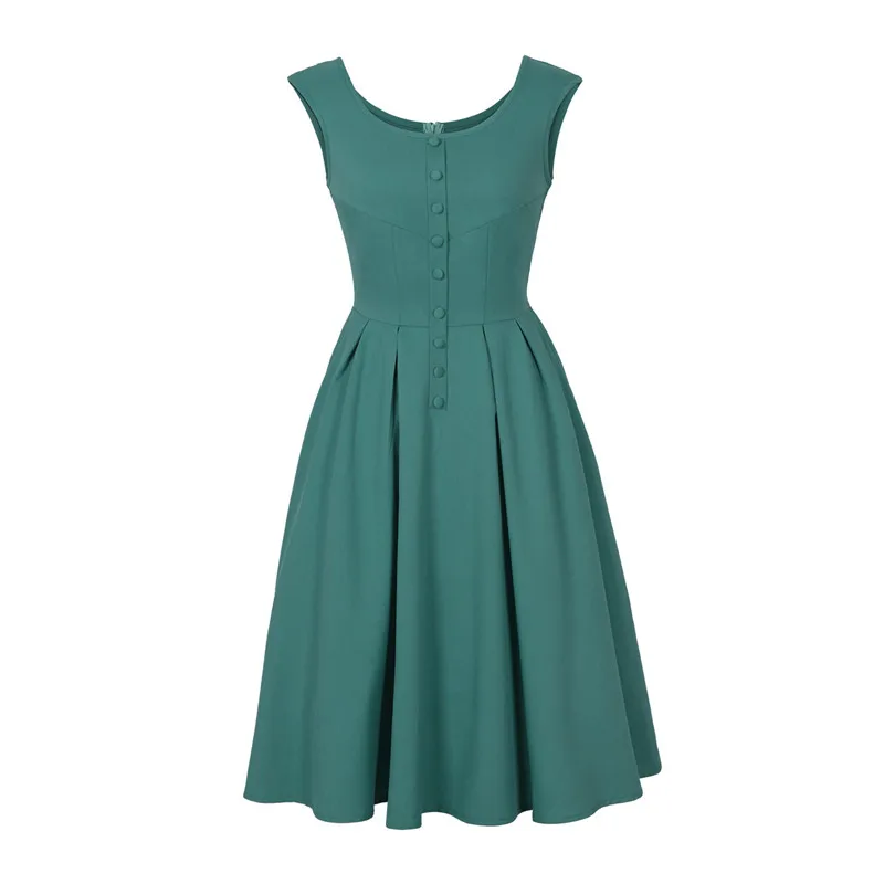 2017 New Simple Design Housewife Summer Casual Vintage Dress Pin Up Office Lady Vestidos | Женская одежда