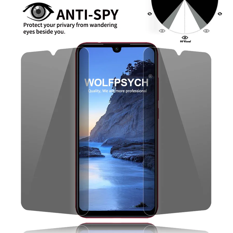 WOLFPSYCH 9H Privacy Anti Spy Tempered Glass Screen Protector Film For Xiaomi Redmi Note 7 6 5 pro Protective | Мобильные телефоны