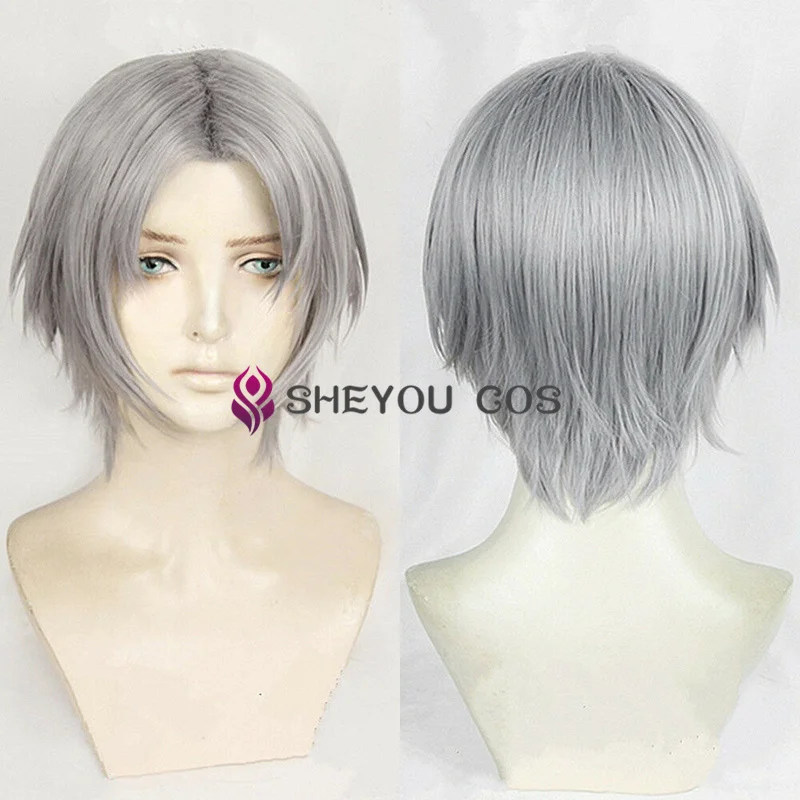Парик для косплея Данте термостойкие короткие серебристые волосы парик