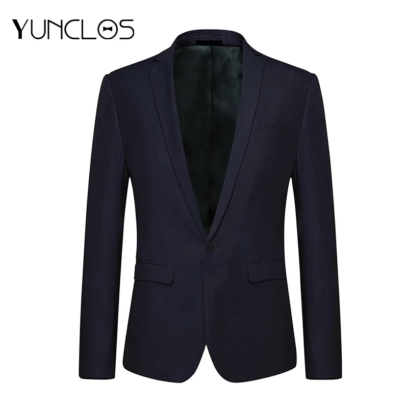 YUNCLOS деловой мужской костюм куртка свадебное платье-пиджак и брюки Slim Fit морские