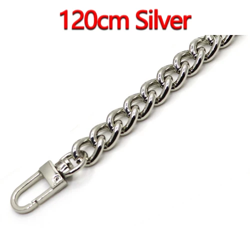 120cm Silver Высококачественные Алюминиевые цепочки, золото, серебро, черный пистолет 10 мм сменный светильник, кошелек, цепочка, сумка на плечо, ремни для маленьких сумок - Цвет: 120cm Silver