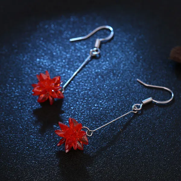 red 1 шт. представляет новые модные простые маленькие серьги со снежинками, модные ювелирные изделия Длинные серьги оптом женские массивные серьги - Окраска металла: red